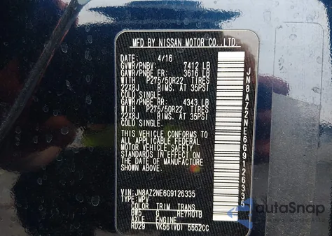 2016 Infiniti Qx80 from USA, damaged, VIN JN8AZ2NE6G9126335